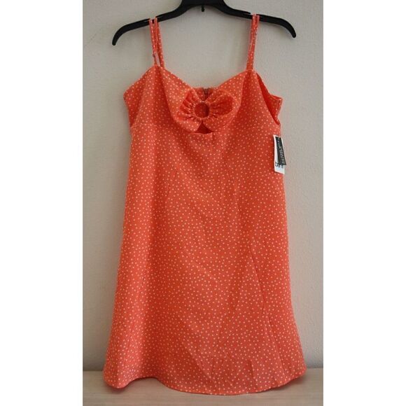 Bar III 10835396 Womens Sz S Coral Fusion Polka Dot O-Ring Cutout Mini Dress $99 - Picture 1 of 10
